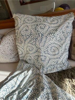 PINE CONE HILL (pair) Blue and White Botanical Euro Shams